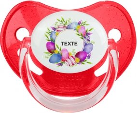 Oeuf de Pâques design-1 avec texte : Rouge à paillette Tétine embout physiologique