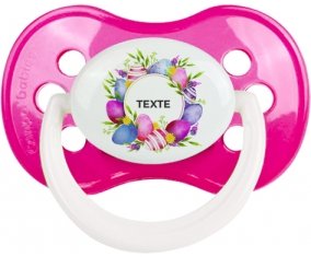 Oeuf de Pâques design-1 avec texte : Rose foncé classique Tétine embout anatomique