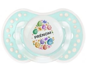 Oeuf de Pâques design-1 avec prénom : Retro-turquoise-lagon classique Tétine embout Lovi Dynamic