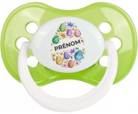 Oeuf de Pâques design-1 avec prénom : Vert classique Tétine embout anatomique