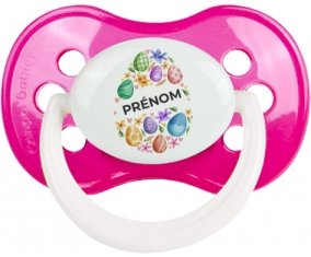 Oeuf de Pâques design-1 avec prénom : Rose foncé classique Tétine embout anatomique
