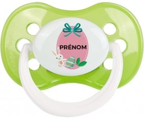 Oeuf de Pâques design-4 avec prénom : Vert classique Tétine embout anatomique
