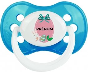 Oeuf de Pâques design-4 avec prénom : Cyan classique Tétine embout anatomique