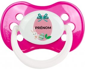 Oeuf de Pâques design-4 avec prénom : Rose foncé classique Tétine embout anatomique