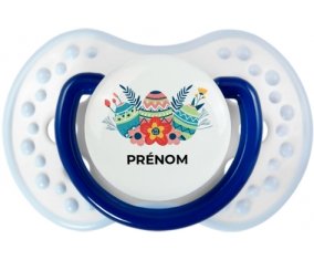 Oeuf de Pâques design-5 avec prénom : Marine-blanc-bleu classique Tétine embout Lovi Dynamic