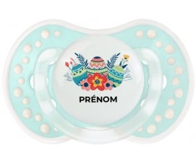 Oeuf de Pâques design-5 avec prénom : Retro-turquoise-lagon classique Tétine embout Lovi Dynamic