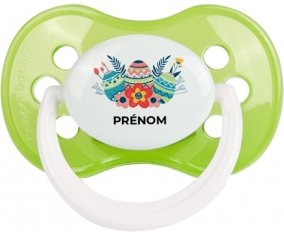 Oeuf de Pâques design-5 avec prénom : Vert classique Tétine embout anatomique