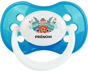 Oeuf de Pâques design-5 avec prénom : Cyan classique Tétine embout anatomique