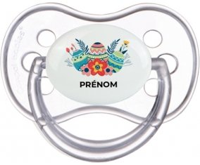 Oeuf de Pâques design-5 avec prénom : Transparente classique Tétine embout anatomique