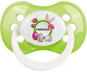 Oeuf de Pâques design-6 avec prénom : Vert classique Tétine embout anatomique