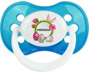 Oeuf de Pâques design-6 avec prénom : Cyan classique Tétine embout anatomique