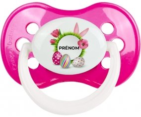 Oeuf de Pâques design-6 avec prénom : Rose foncé classique Tétine embout anatomique