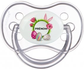 Oeuf de Pâques design-6 avec prénom : Transparente classique Tétine embout anatomique