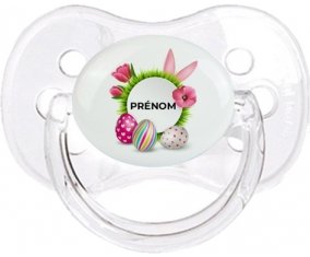 Oeuf de Pâques design-6 avec prénom : Transparent classique Tétine embout cerise