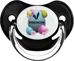 Oeuf de Pâques design-8 avec prénom : Noir classique Tétine embout physiologique