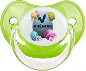 Oeuf de Pâques design-8 avec prénom : Vert classique Tétine embout physiologique