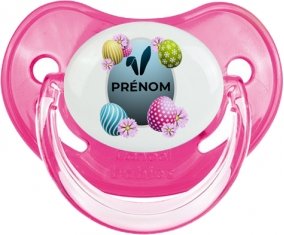 Oeuf de Pâques design-8 avec prénom : Rose classique Tétine embout physiologique