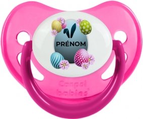 Oeuf de Pâques design-8 avec prénom : Rose phosphorescente Tétine embout physiologique