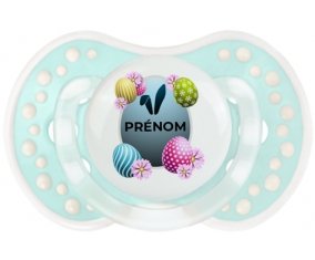 Oeuf de Pâques design-8 avec prénom : Retro-turquoise-lagon classique Tétine embout Lovi Dynamic