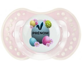 Oeuf de Pâques design-8 avec prénom : Retro-rose-tendre classique Tétine embout Lovi Dynamic