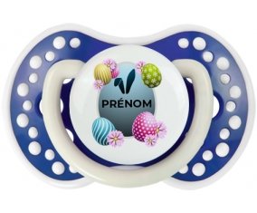 Oeuf de Pâques design-8 avec prénom : Bleu-marine phosphorescente Tétine embout Lovi Dynamic