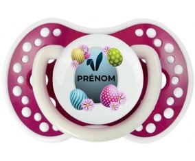 Oeuf de Pâques design-8 avec prénom : Fuchsia phosphorescente Tétine embout Lovi Dynamic