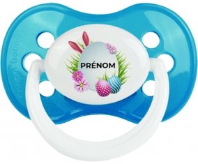 Oeuf de Pâques design-9 avec prénom : Cyan classique Tétine embout anatomique