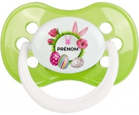 Oeuf de Pâques design-10 avec prénom : Vert classique Tétine embout anatomique