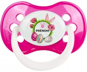 Oeuf de Pâques design-10 avec prénom : Rose foncé classique Tétine embout anatomique