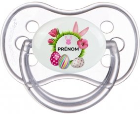 Oeuf de Pâques design-10 avec prénom : Transparente classique Tétine embout anatomique