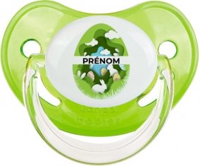 Oeuf de Pâques design-11 avec prénom : Vert classique Tétine embout physiologique