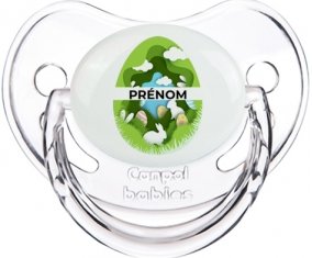 Oeuf de Pâques design-11 avec prénom : Transparent classique Tétine embout physiologique