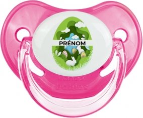 Oeuf de Pâques design-11 avec prénom : Rose classique Tétine embout physiologique