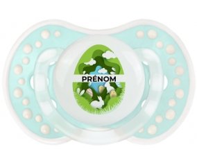 Oeuf de Pâques design-11 avec prénom : Retro-turquoise-lagon classique Tétine embout Lovi Dynamic