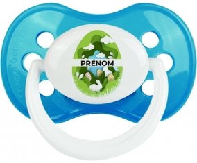 Oeuf de Pâques design-11 avec prénom : Cyan classique Tétine embout anatomique
