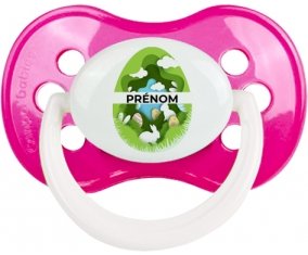 Oeuf de Pâques design-11 avec prénom : Rose foncé classique Tétine embout anatomique
