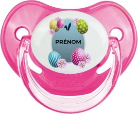 Oeuf de Pâques design-12 avec prénom : Rose classique Tétine embout physiologique