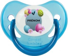Oeuf de Pâques design-12 avec prénom : Bleue phosphorescente Tétine embout physiologique