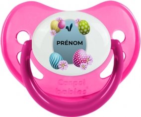Oeuf de Pâques design-12 avec prénom : Rose phosphorescente Tétine embout physiologique