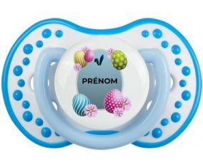 Oeuf de Pâques design-12 avec prénom : Blanc-bleu phosphorescente Tétine embout Lovi Dynamic
