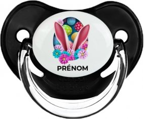 Oeuf de Pâques design-13 avec prénom : Noir classique Tétine embout physiologique
