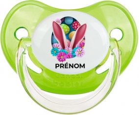 Oeuf de Pâques design-13 avec prénom : Vert classique Tétine embout physiologique