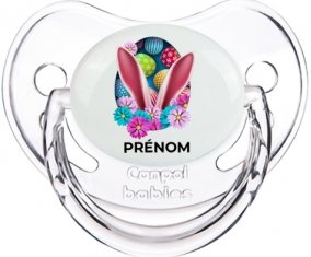 Oeuf de Pâques design-13 avec prénom : Transparent classique Tétine embout physiologique