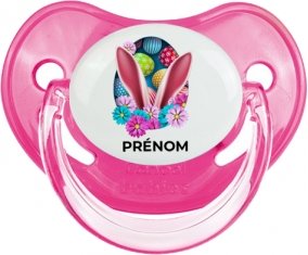Oeuf de Pâques design-13 avec prénom : Rose classique Tétine embout physiologique
