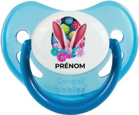 Oeuf de Pâques design-13 avec prénom : Bleue phosphorescente Tétine embout physiologique