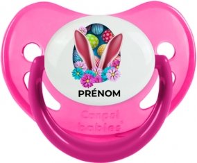 Oeuf de Pâques design-13 avec prénom : Rose phosphorescente Tétine embout physiologique