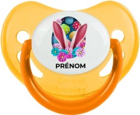 Oeuf de Pâques design-13 avec prénom : Jaune phosphorescente Tétine embout physiologique