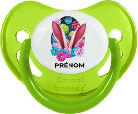 Oeuf de Pâques design-13 avec prénom : Vert phosphorescente Tétine embout physiologique