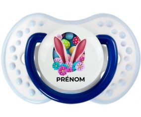 Oeuf de Pâques design-13 avec prénom : Marine-blanc-bleu classique Tétine embout Lovi Dynamic