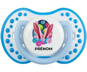 Oeuf de Pâques design-13 avec prénom : Blanc-bleu phosphorescente Tétine embout Lovi Dynamic